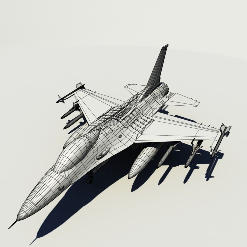 f16 fighter  Low-poly 3D model_16
