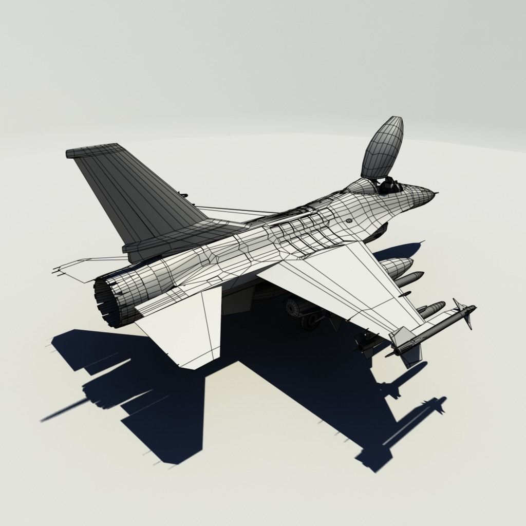 f16 fighter  Low-poly 3D model_15