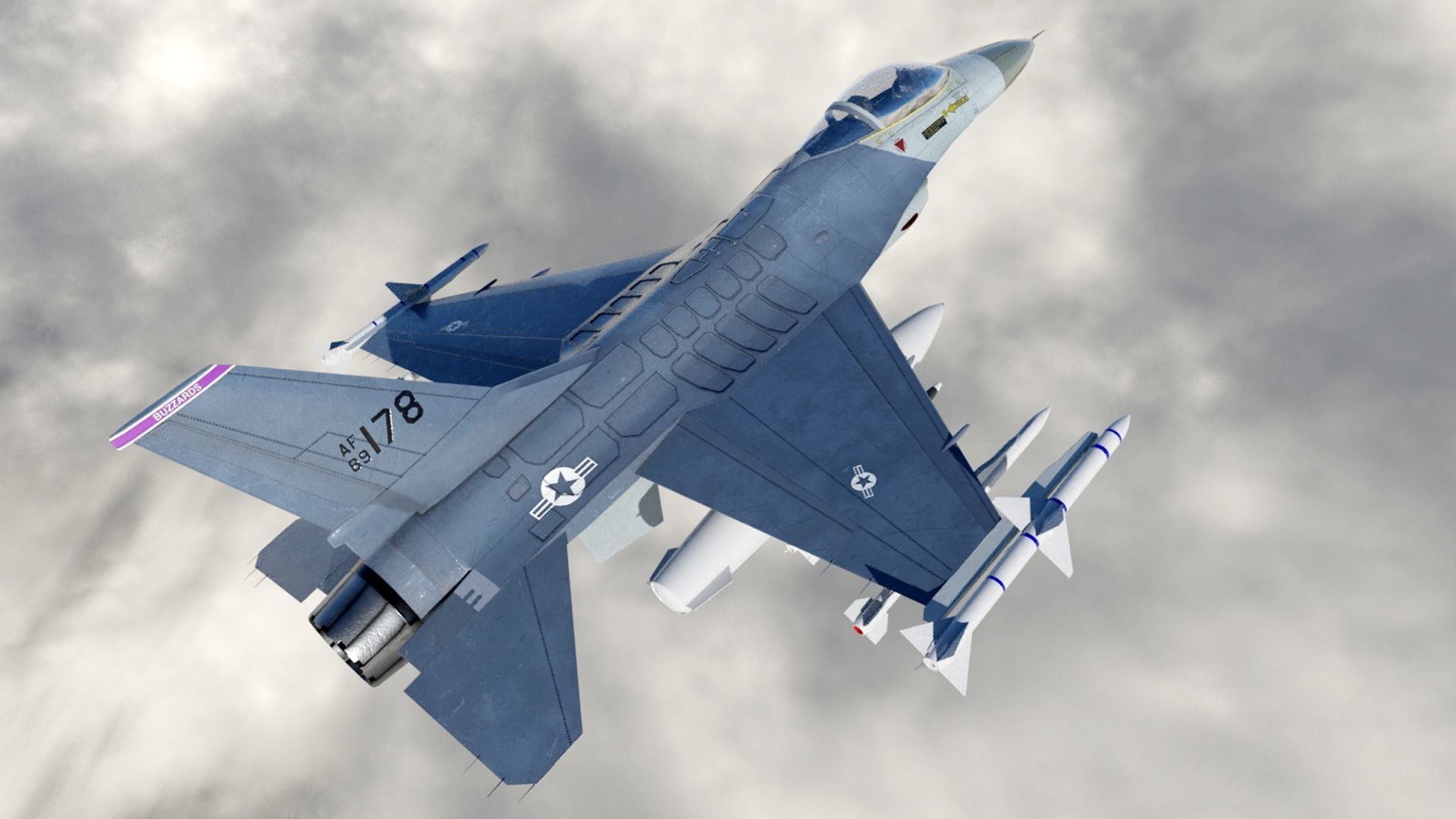 f16 fighter  Low-poly 3D model_5