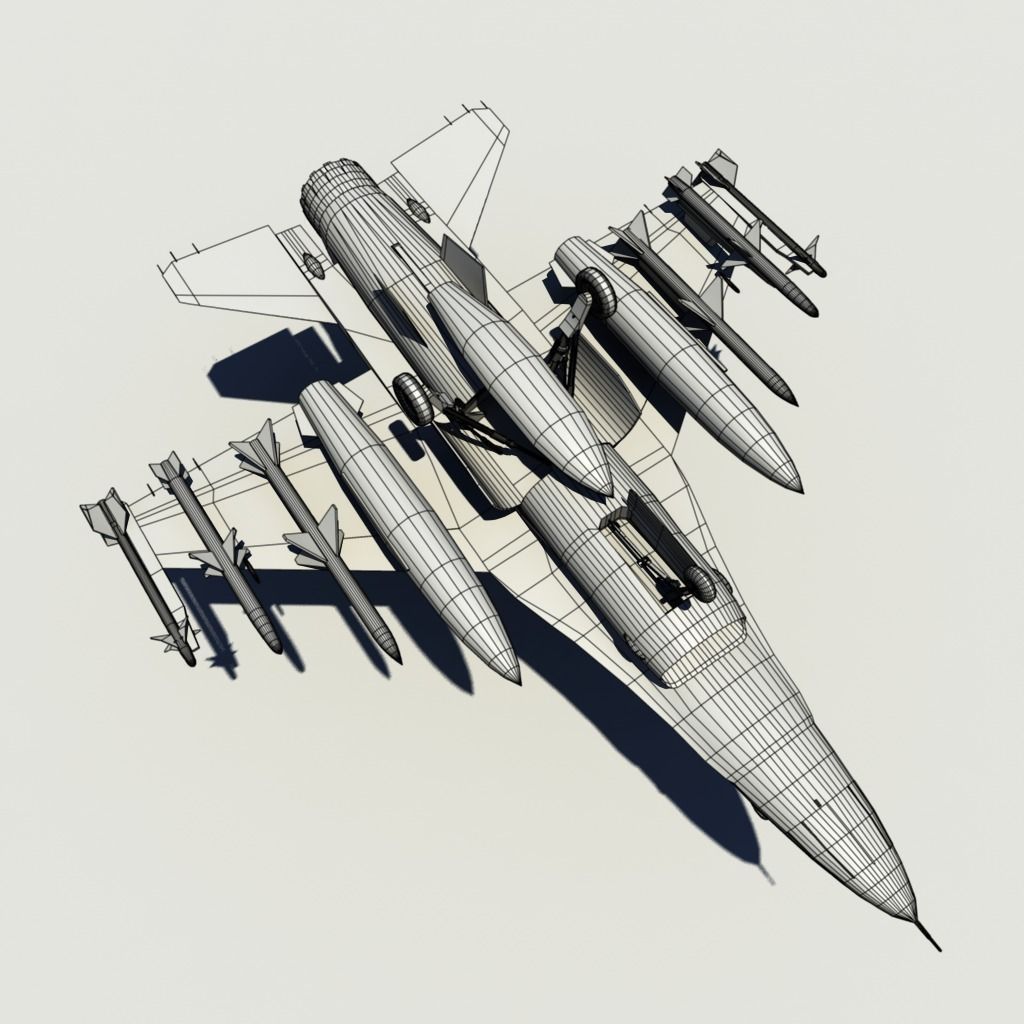 f16 fighter  Low-poly 3D model_17