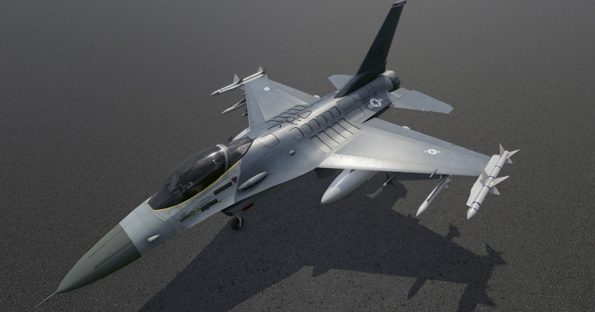 f16 fighter  Low-poly 3D model_14