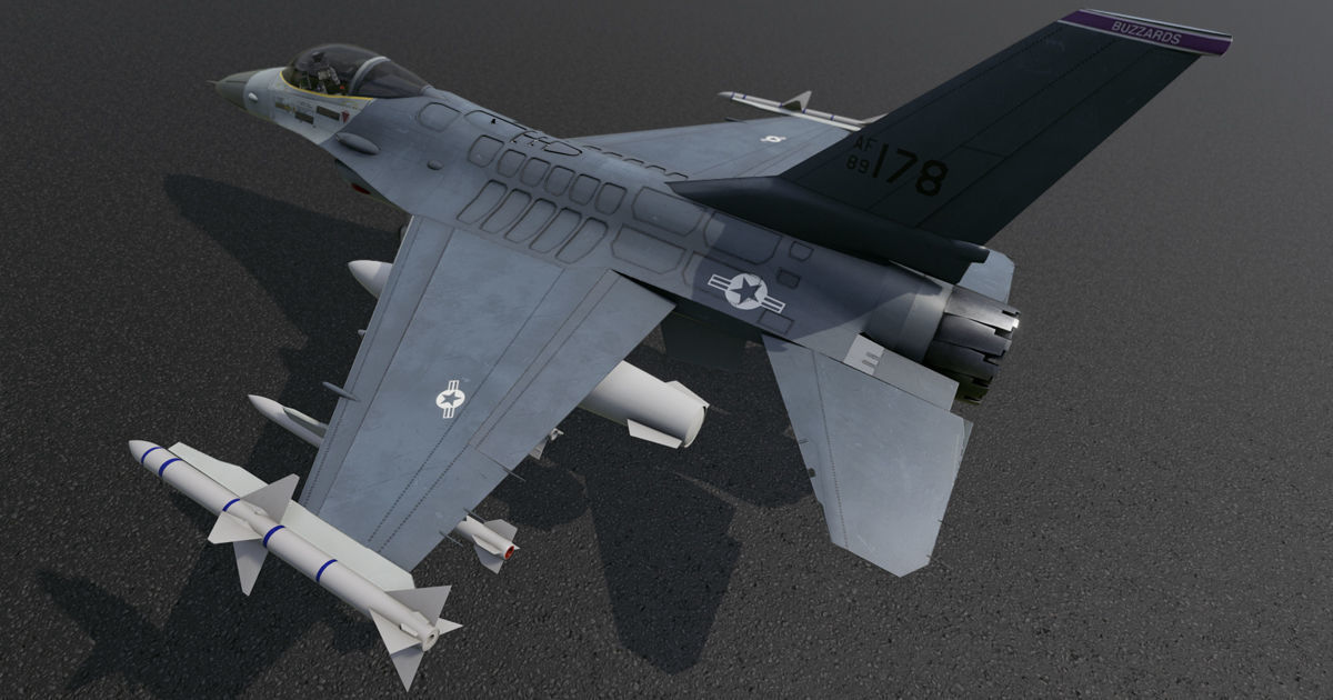 f16 fighter  Low-poly 3D model_13