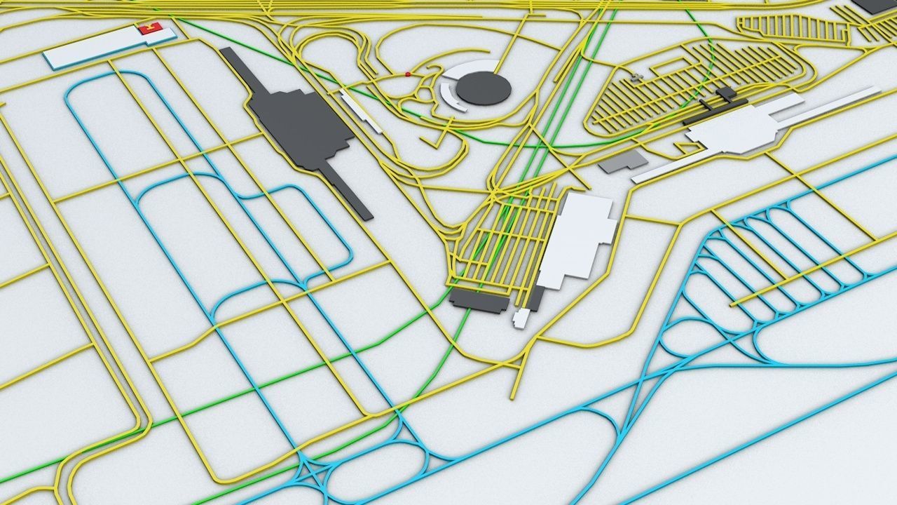 Seoul Gimpo GMP Airport Roads Buildings and Public Transport 3D model_4