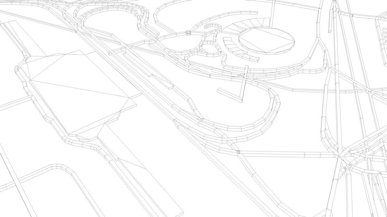 Seoul Gimpo GMP Airport Roads Buildings and Public Transport 3D model_11