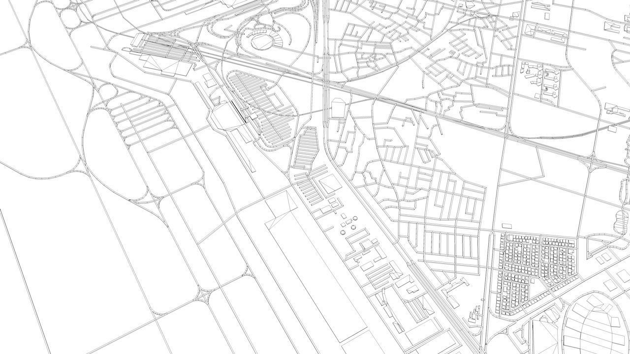 Seoul Gimpo GMP Airport Roads Buildings and Public Transport 3D model_10