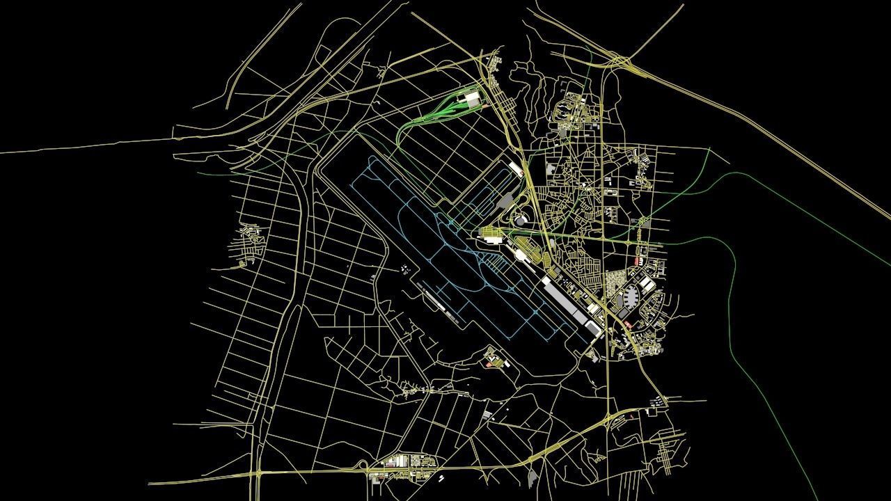 Seoul Gimpo GMP Airport Roads Buildings and Public Transport 3D model_8