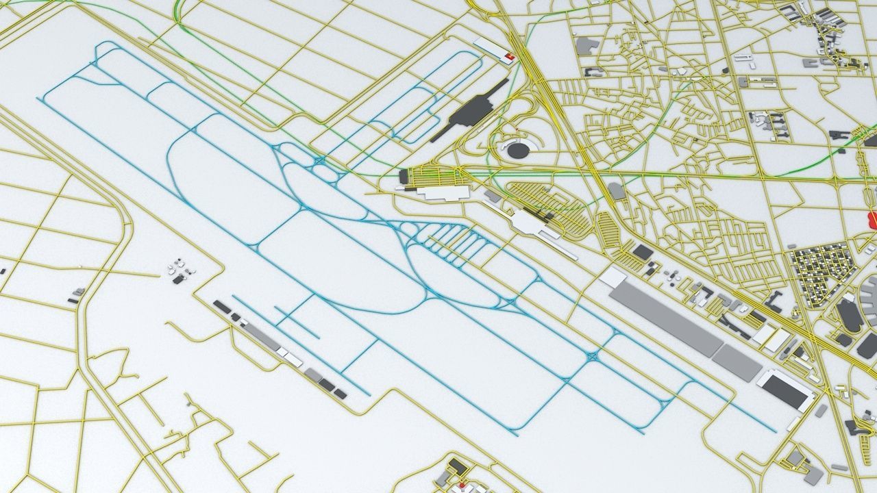 Seoul Gimpo GMP Airport Roads Buildings and Public Transport 3D model_2