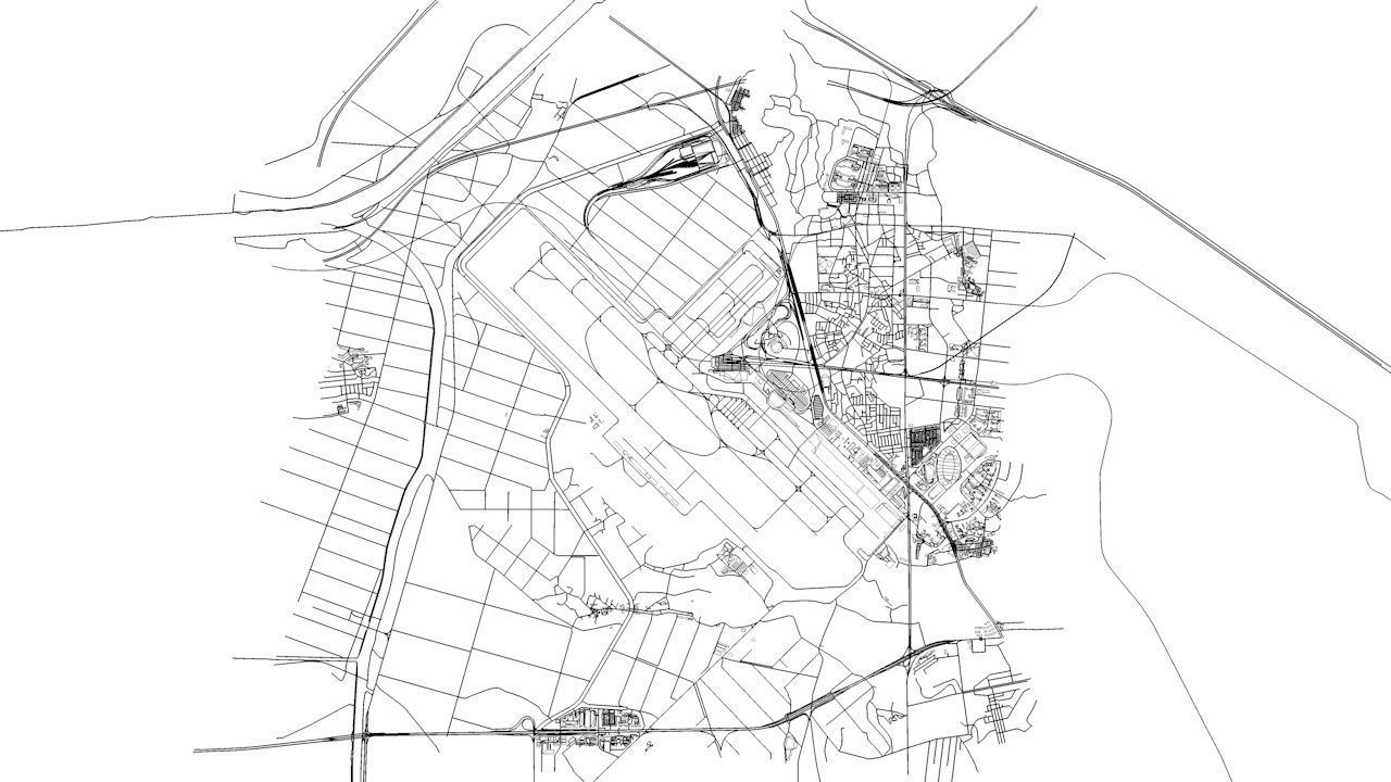 Seoul Gimpo GMP Airport Roads Buildings and Public Transport 3D model_9