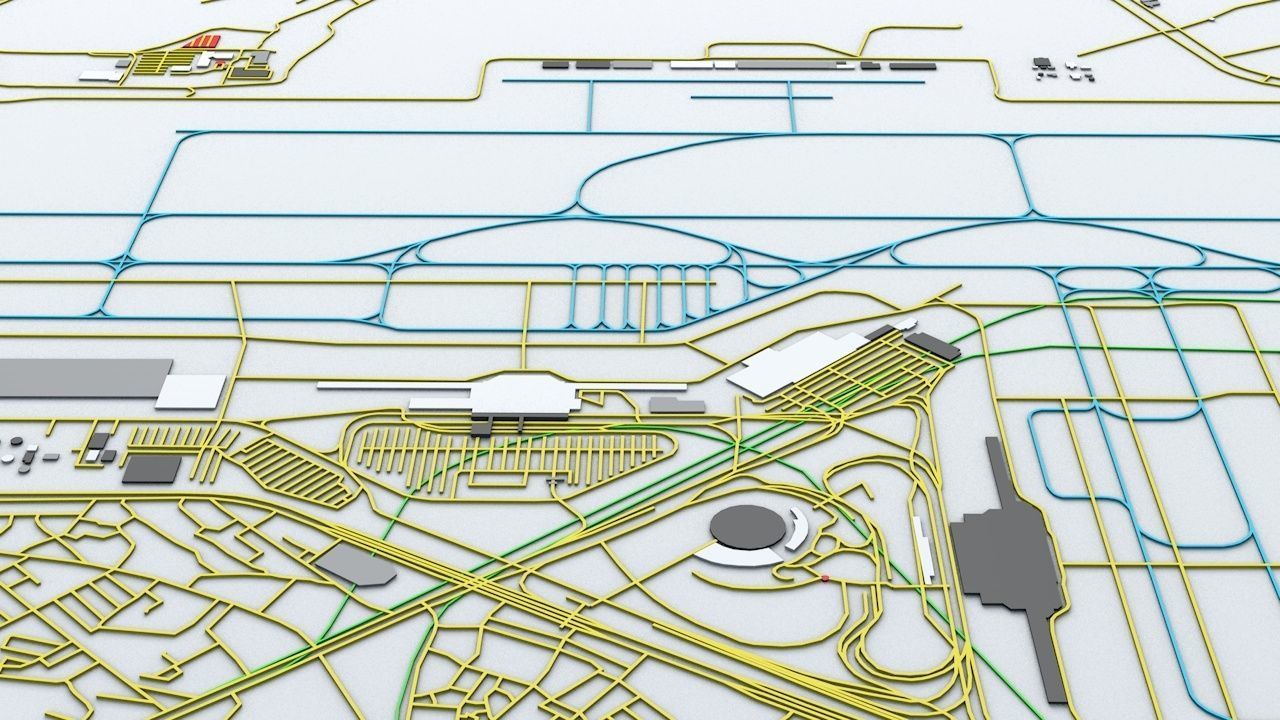 Seoul Gimpo GMP Airport Roads Buildings and Public Transport 3D model_7