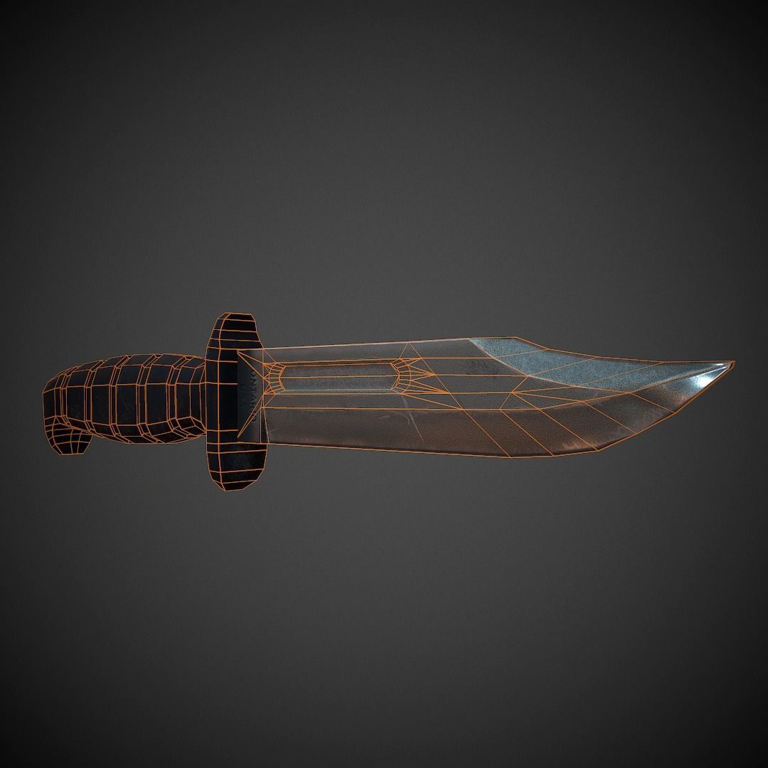 Military Knife PBR Low Poly Low-poly 3D model_5