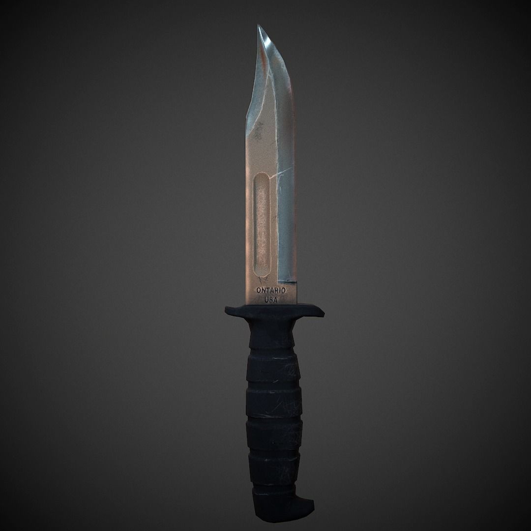 Military Knife PBR Low Poly Low-poly 3D model_1