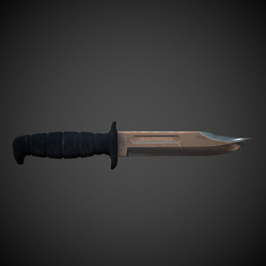 Military Knife PBR Low Poly Low-poly 3D model_2