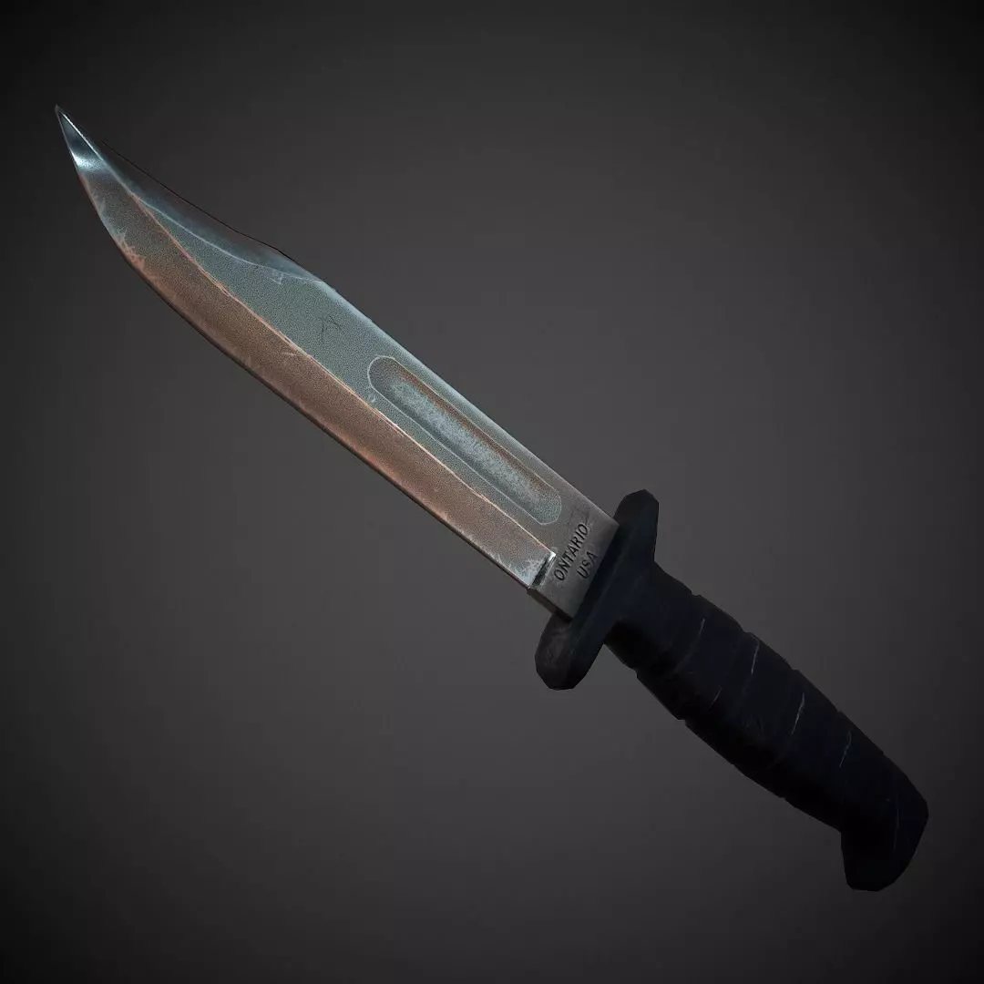 Military Knife PBR Low Poly Low-poly 3D model_0