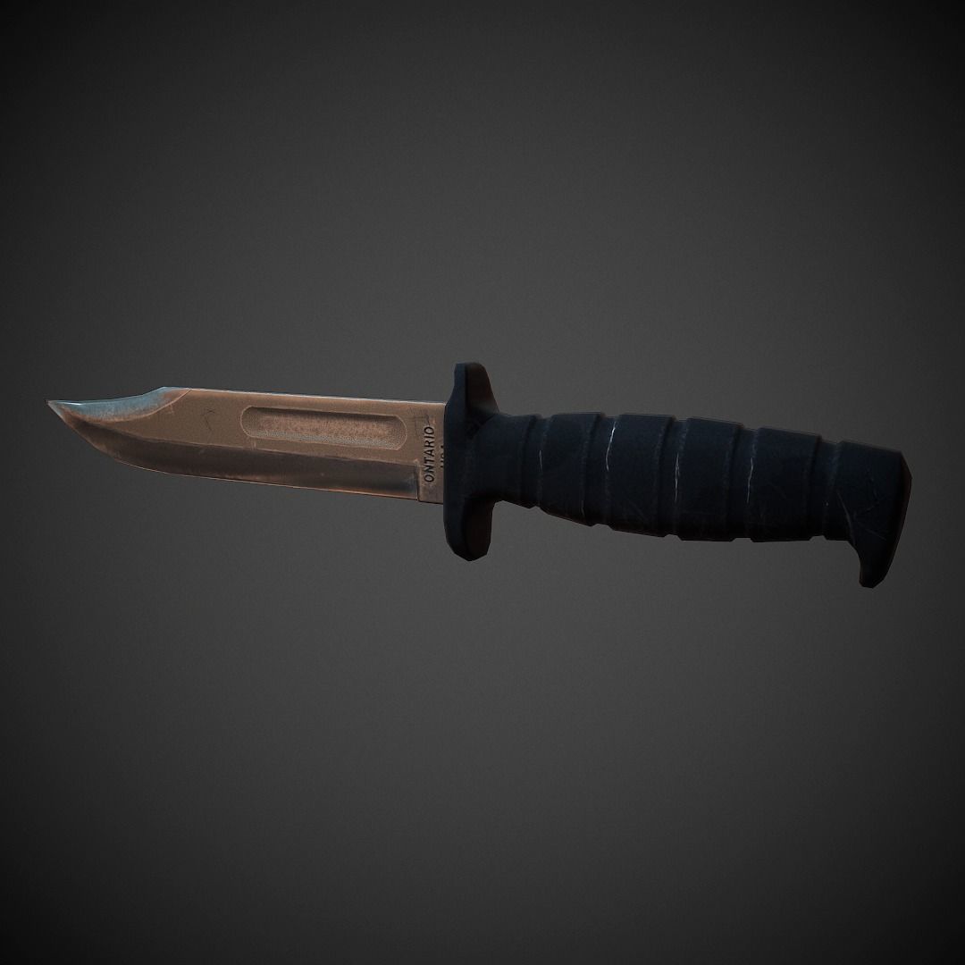 Military Knife PBR Low Poly Low-poly 3D model_3