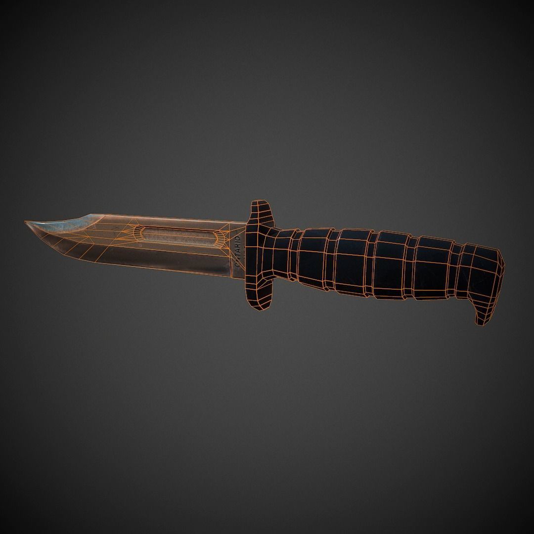 Military Knife PBR Low Poly Low-poly 3D model_4