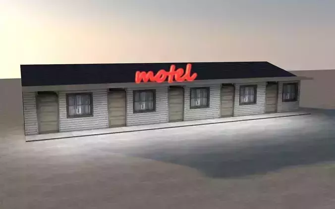 Small town low poly motel Low-poly 3D model