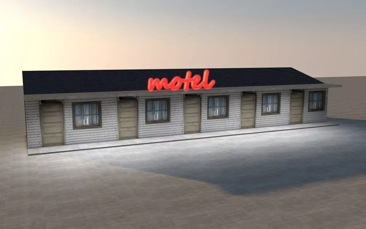 Small town low poly motel Low-poly 3D model