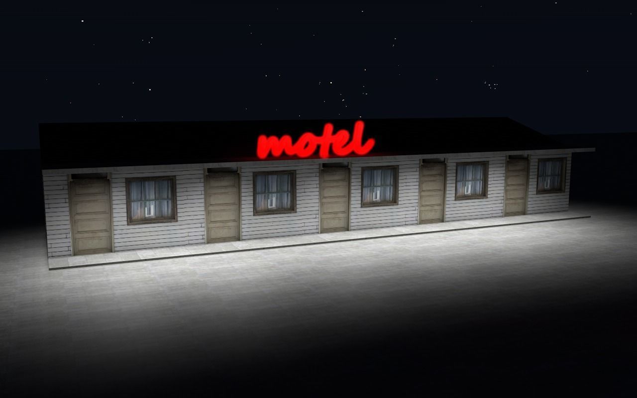 Small town low poly motel Low-poly 3D model