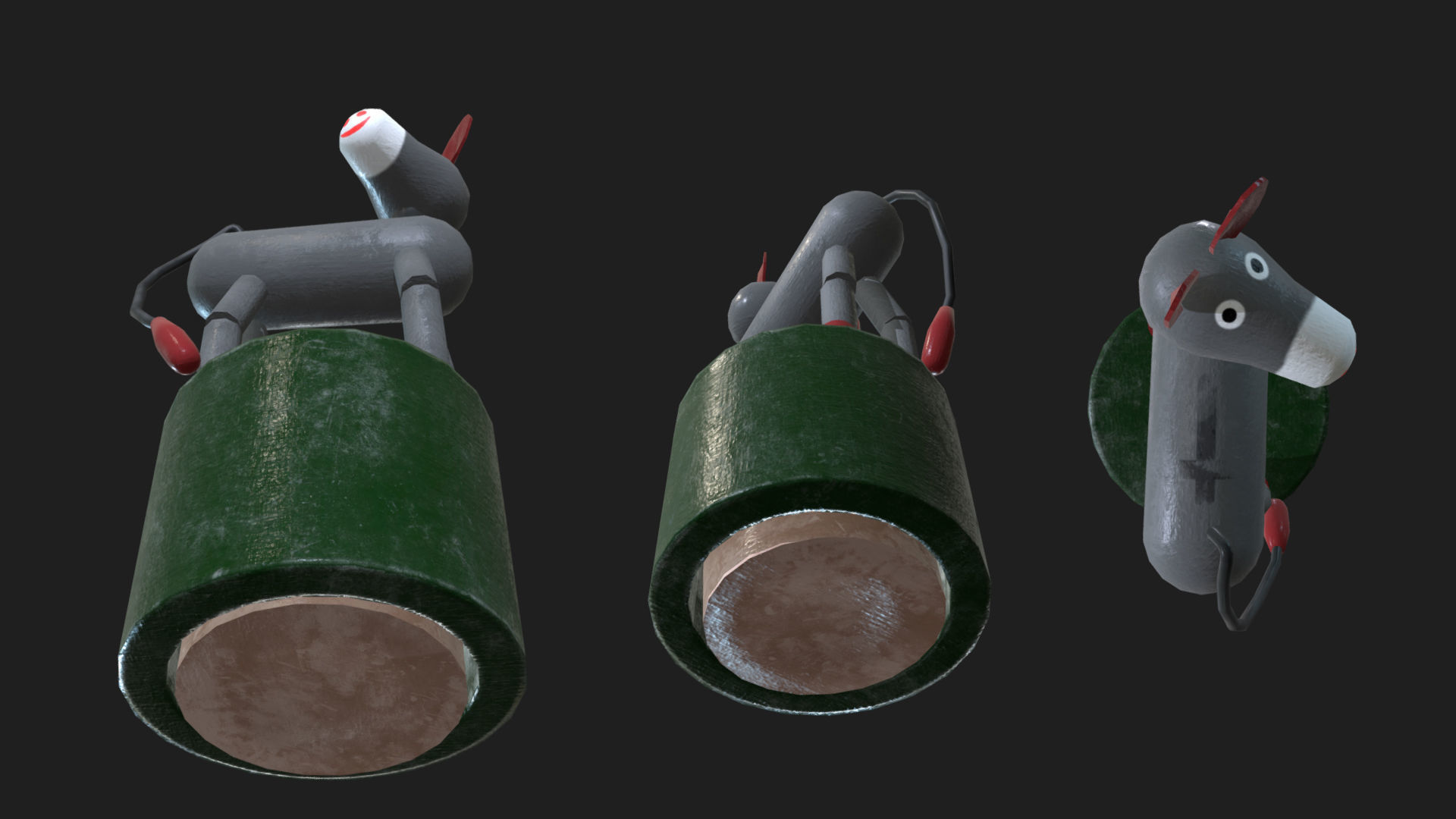 Donkey Push Up Low-poly 3D model_3