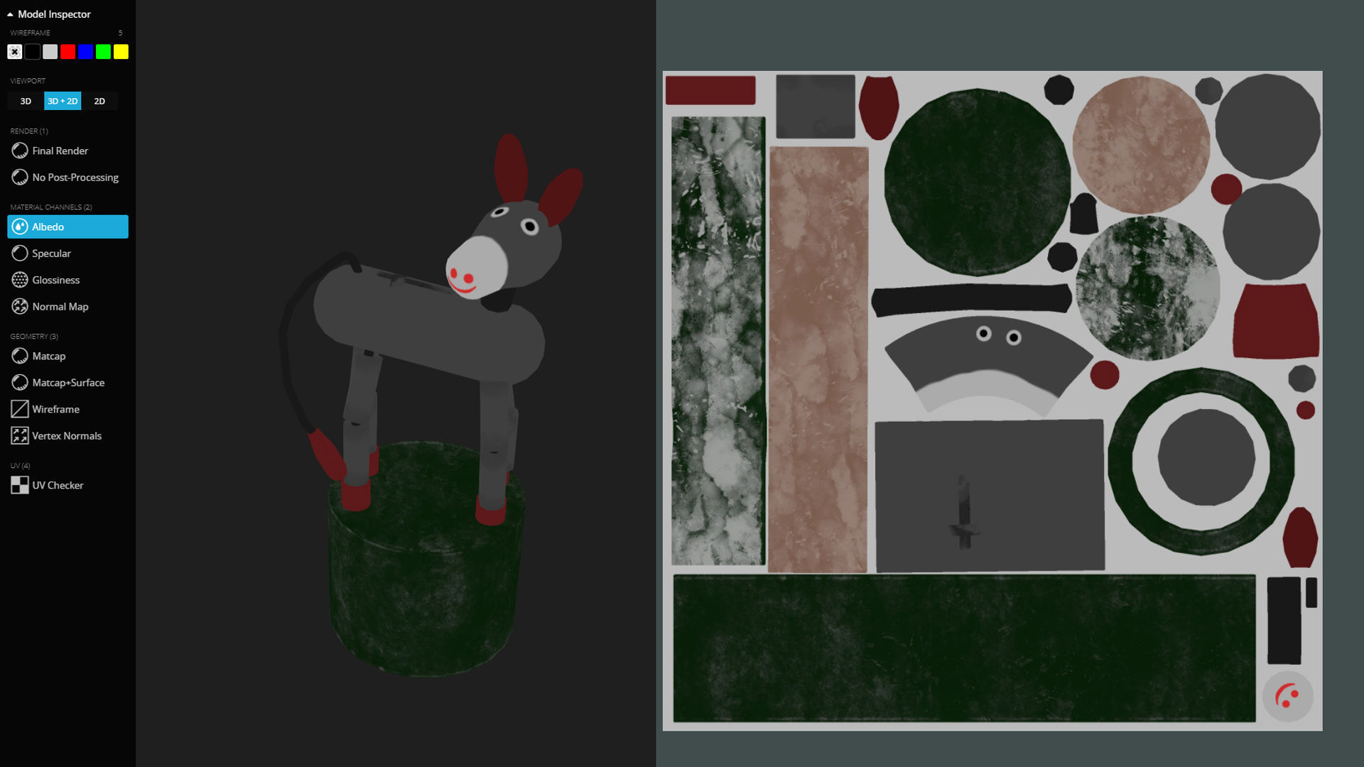 Donkey Push Up Low-poly 3D model_4