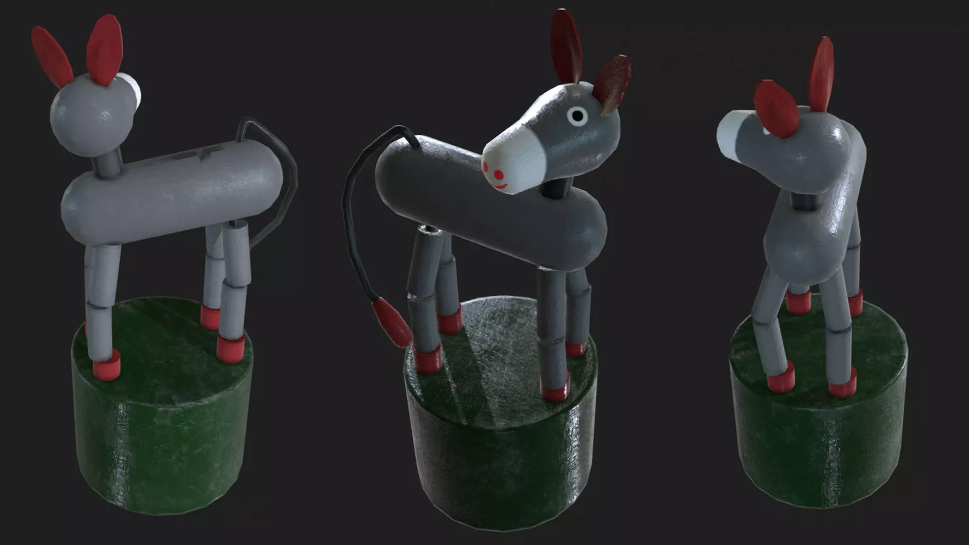Donkey Push Up Low-poly 3D model_0
