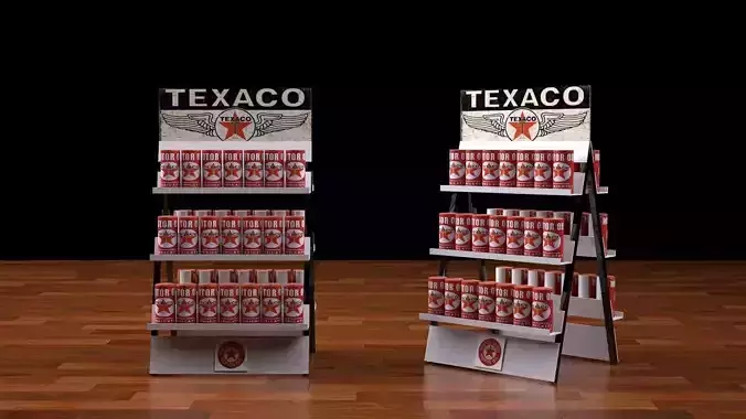gas station rack 1 texaco motor oil Low-poly 3D model