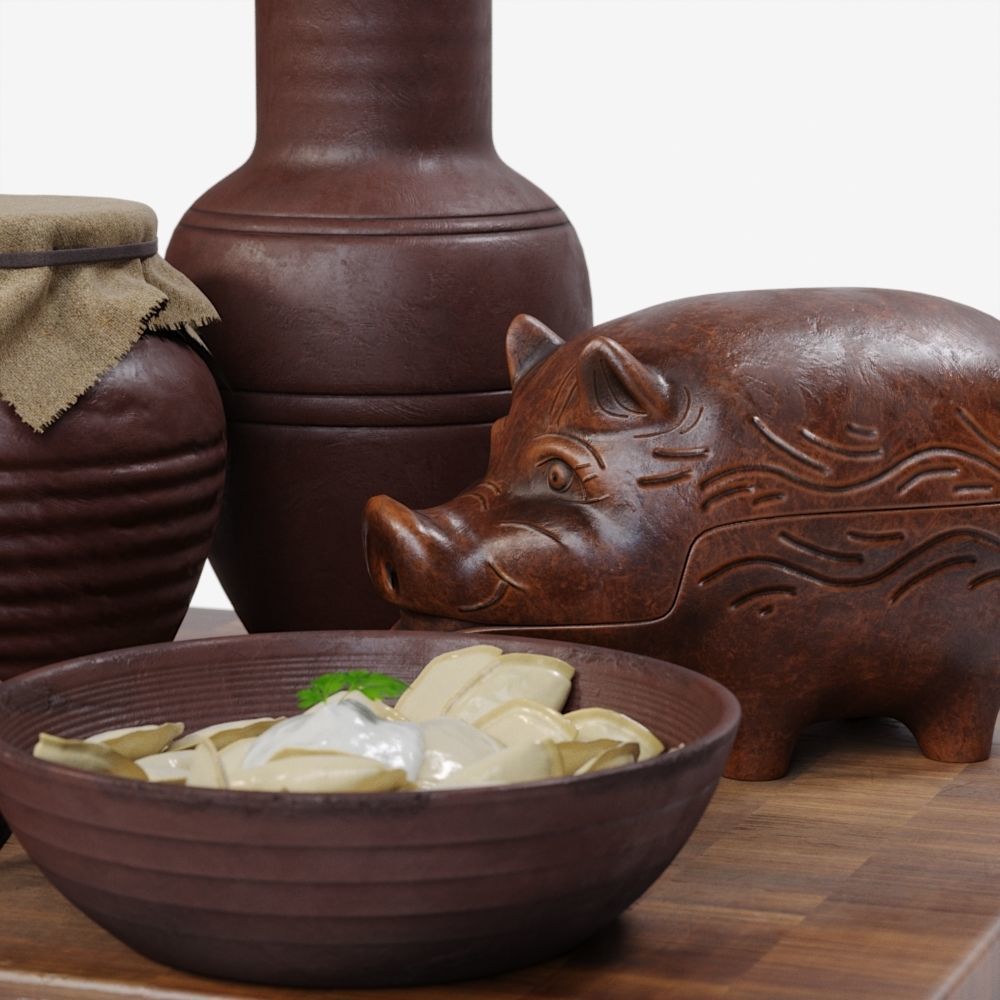Earthenware Set 3D model_1