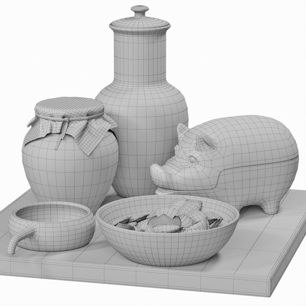 Earthenware Set 3D model_5