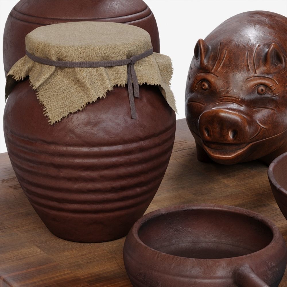 Earthenware Set 3D model_2