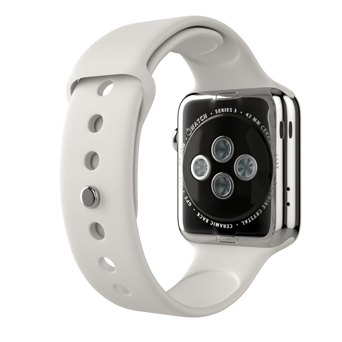 Apple Watch Series 3 Cellular 42mm Stainless Steel Case 3D model_4