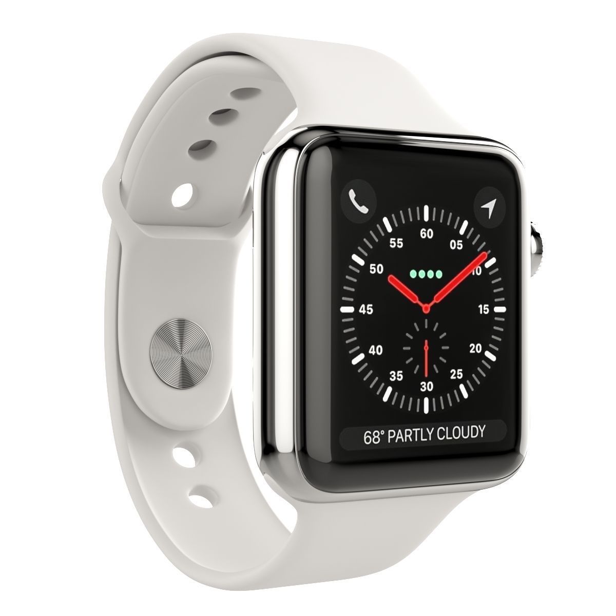 Apple Watch Series 3 Cellular 42mm Stainless Steel Case 3D model_6