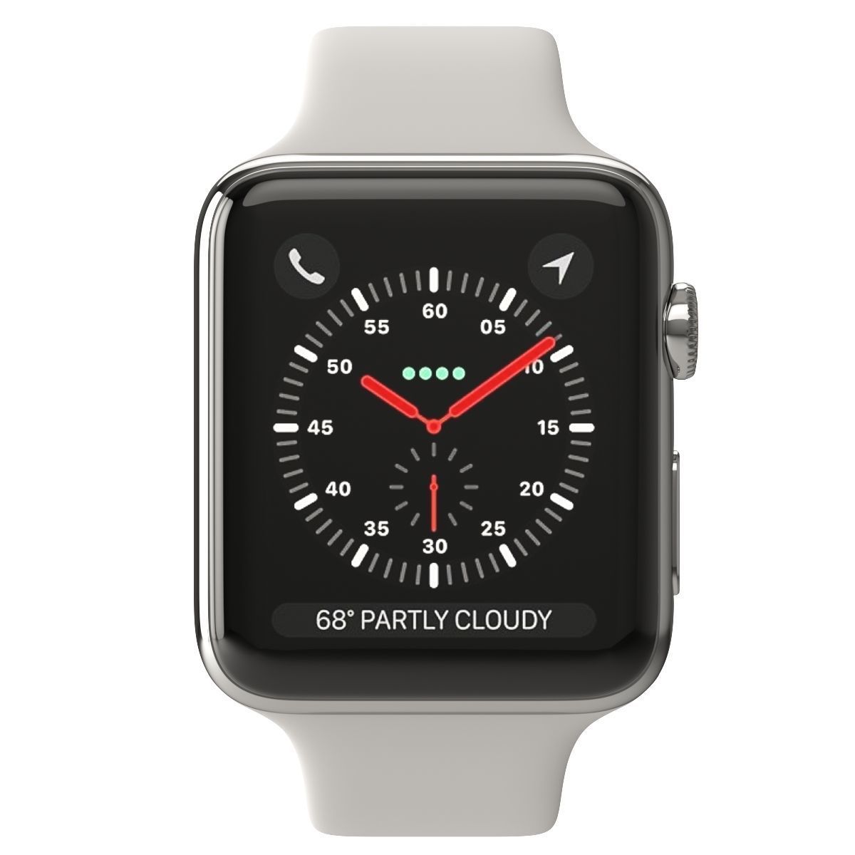 Apple Watch Series 3 Cellular 42mm Stainless Steel Case 3D model_7