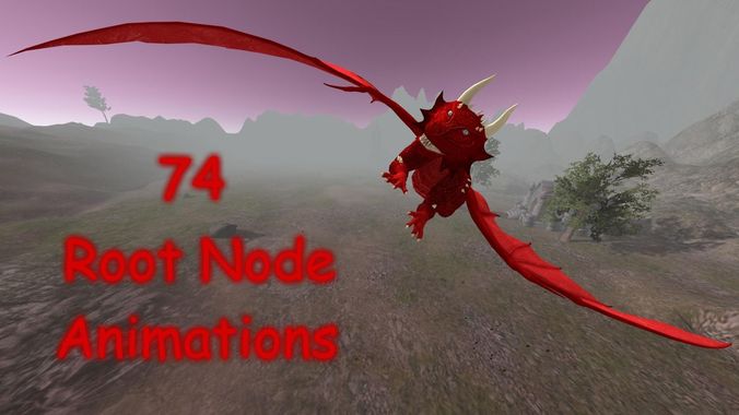 Animated Dragon Set Low-poly 3D model