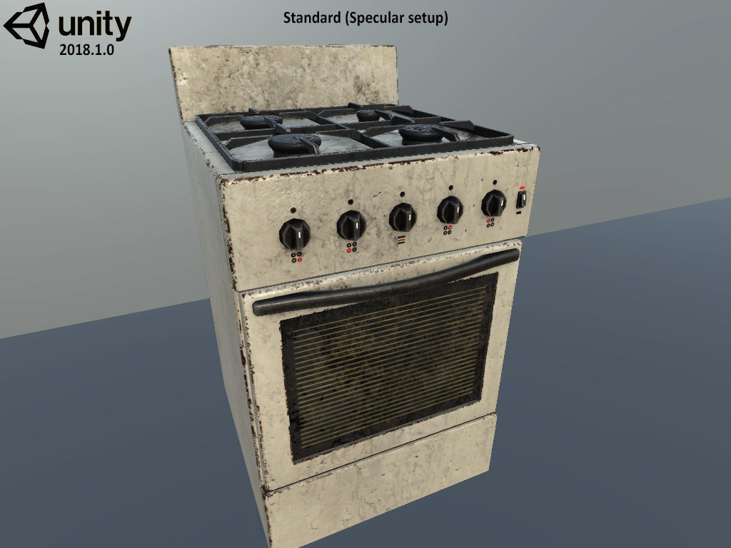 Gas stove Low-poly 3D model_15