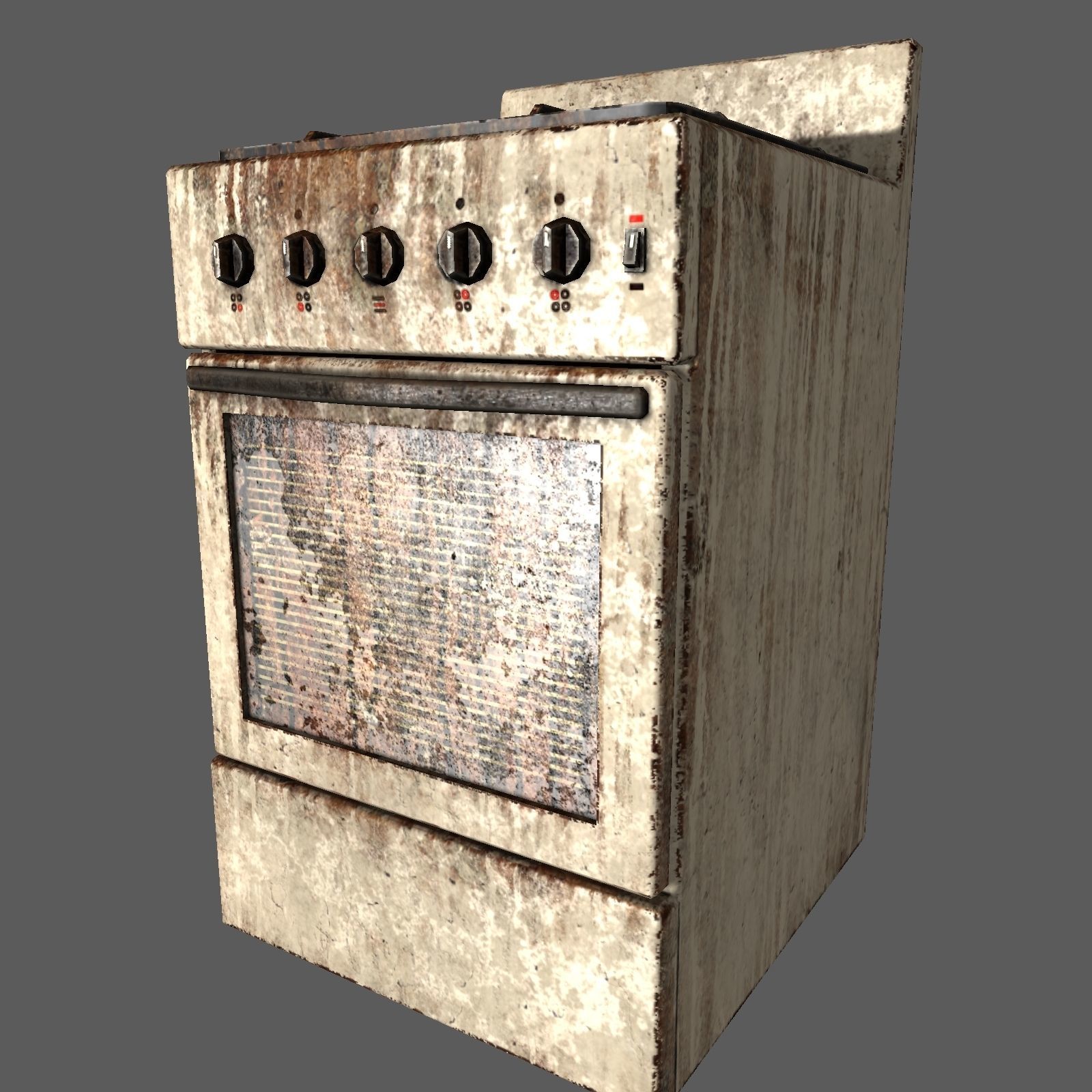 Gas stove Low-poly 3D model_3