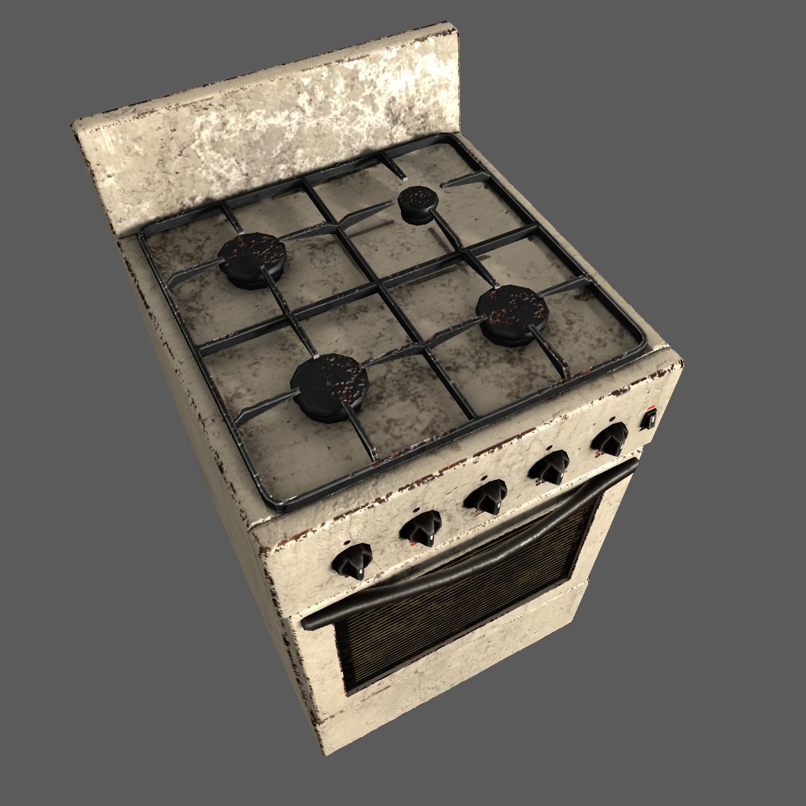 Gas stove Low-poly 3D model_7