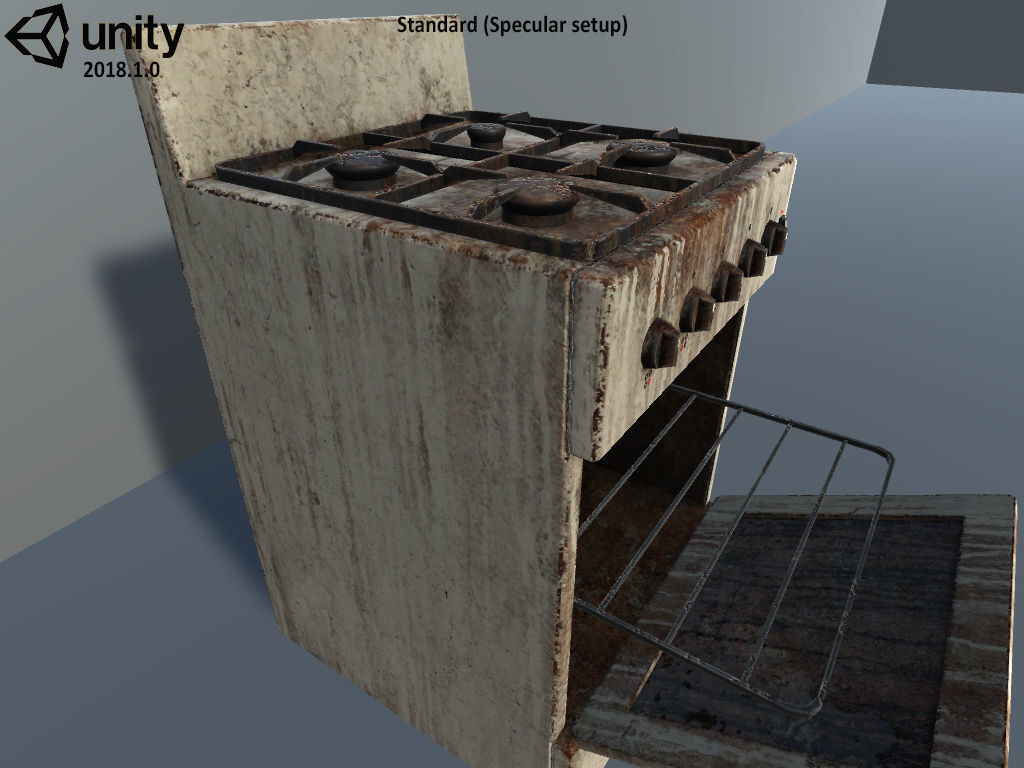 Gas stove Low-poly 3D model_19