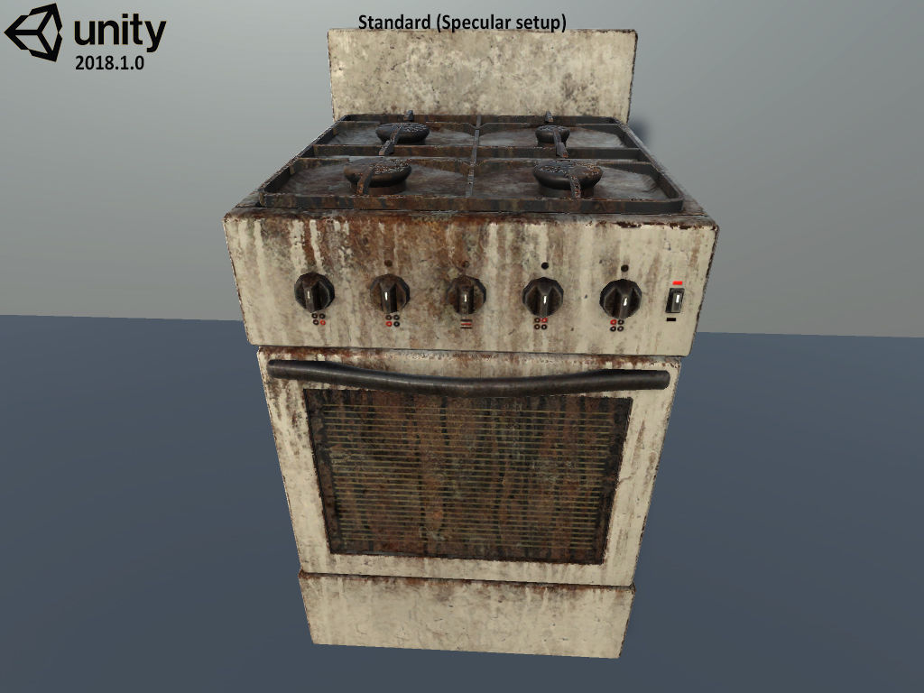 Gas stove Low-poly 3D model_17