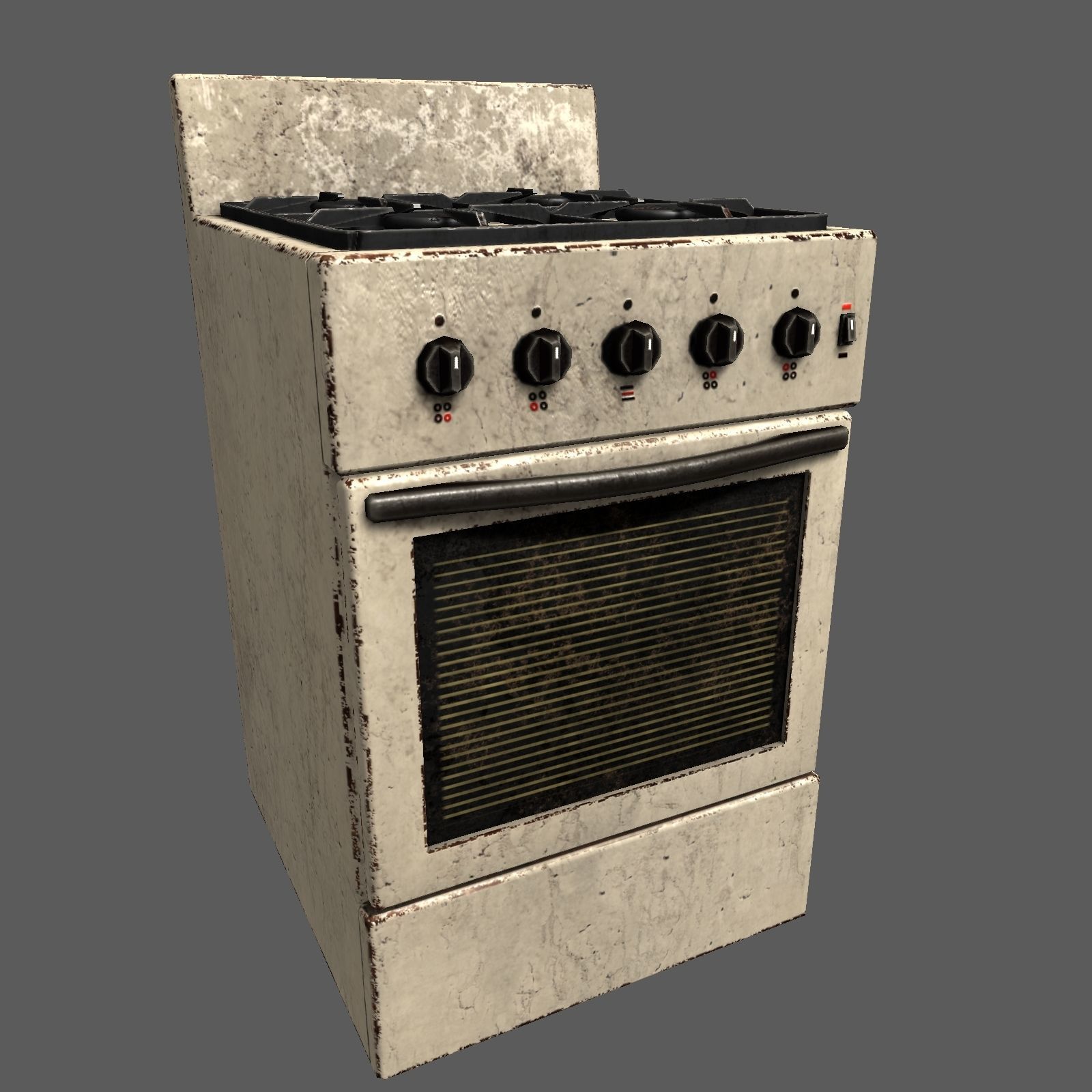 Gas stove Low-poly 3D model_2