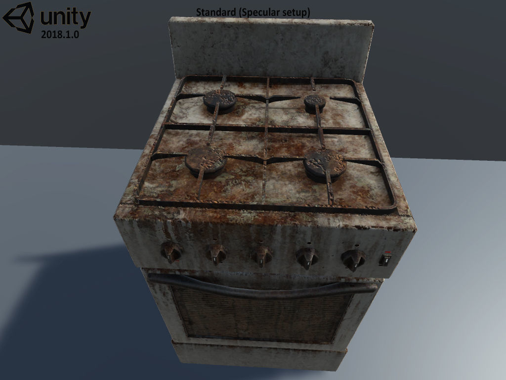 Gas stove Low-poly 3D model_14