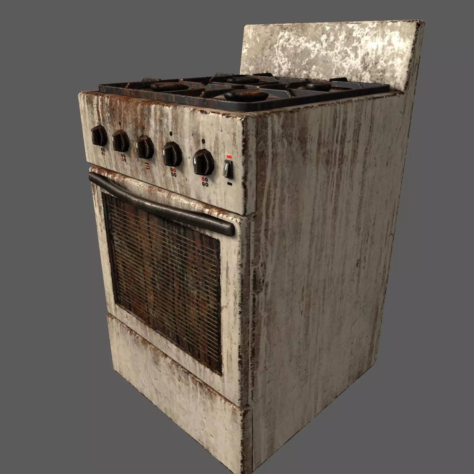 Gas stove Low-poly 3D model_0