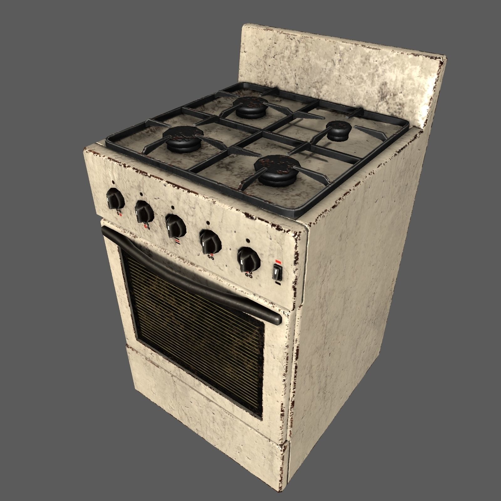Gas stove Low-poly 3D model_5