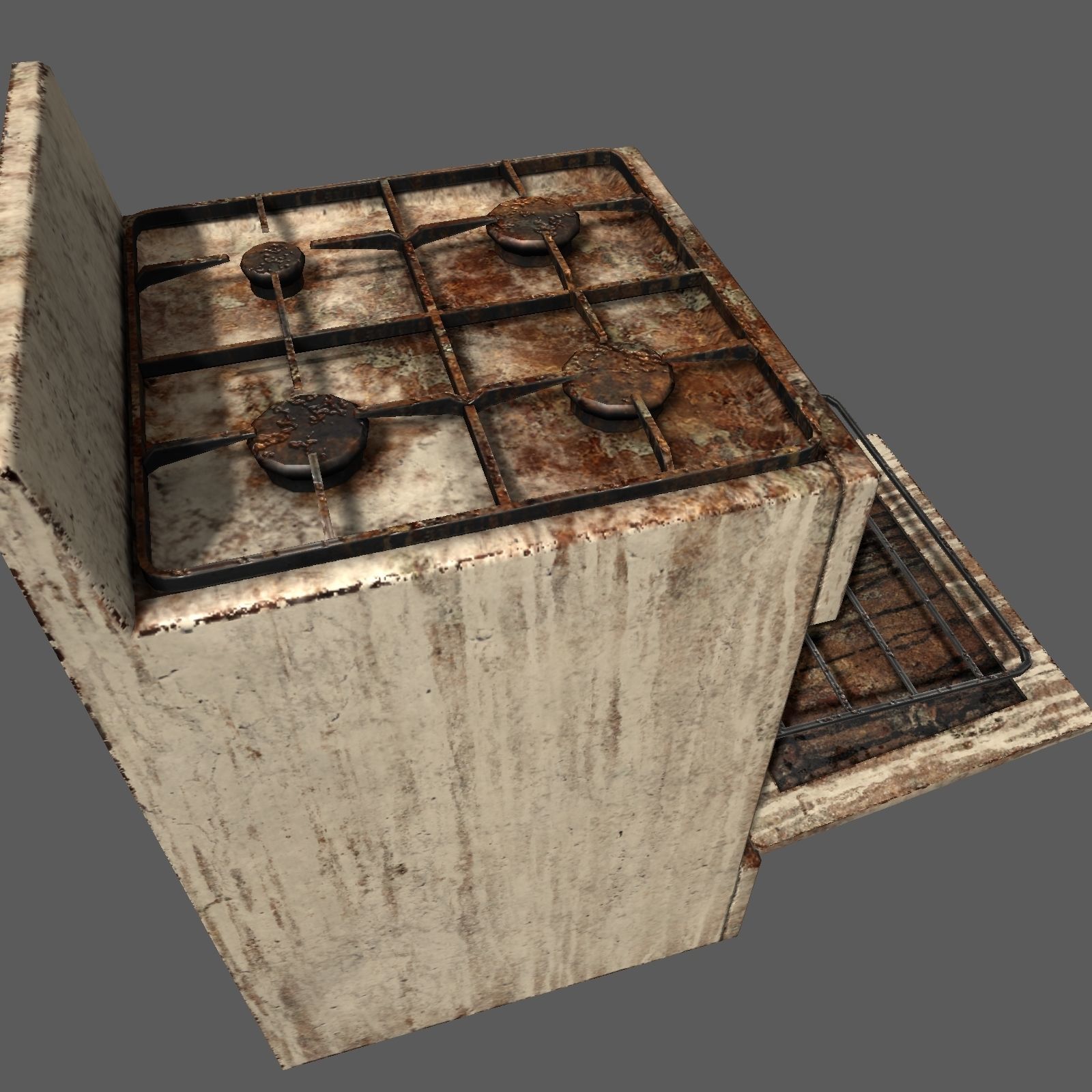 Gas stove Low-poly 3D model_9