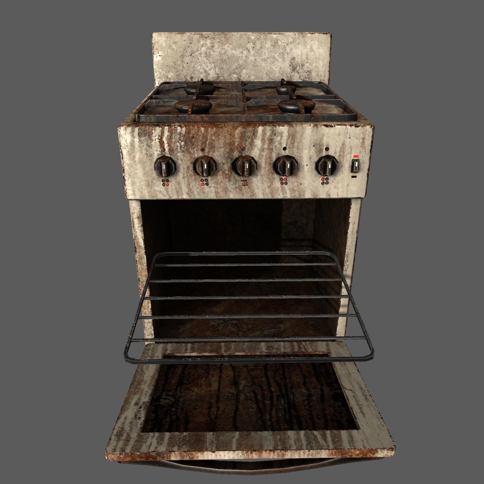 Gas stove Low-poly 3D model_4