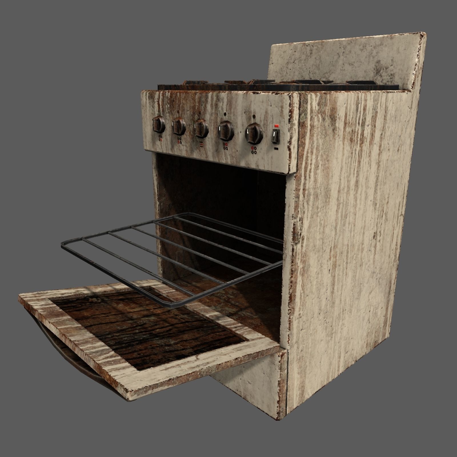Gas stove Low-poly 3D model_8
