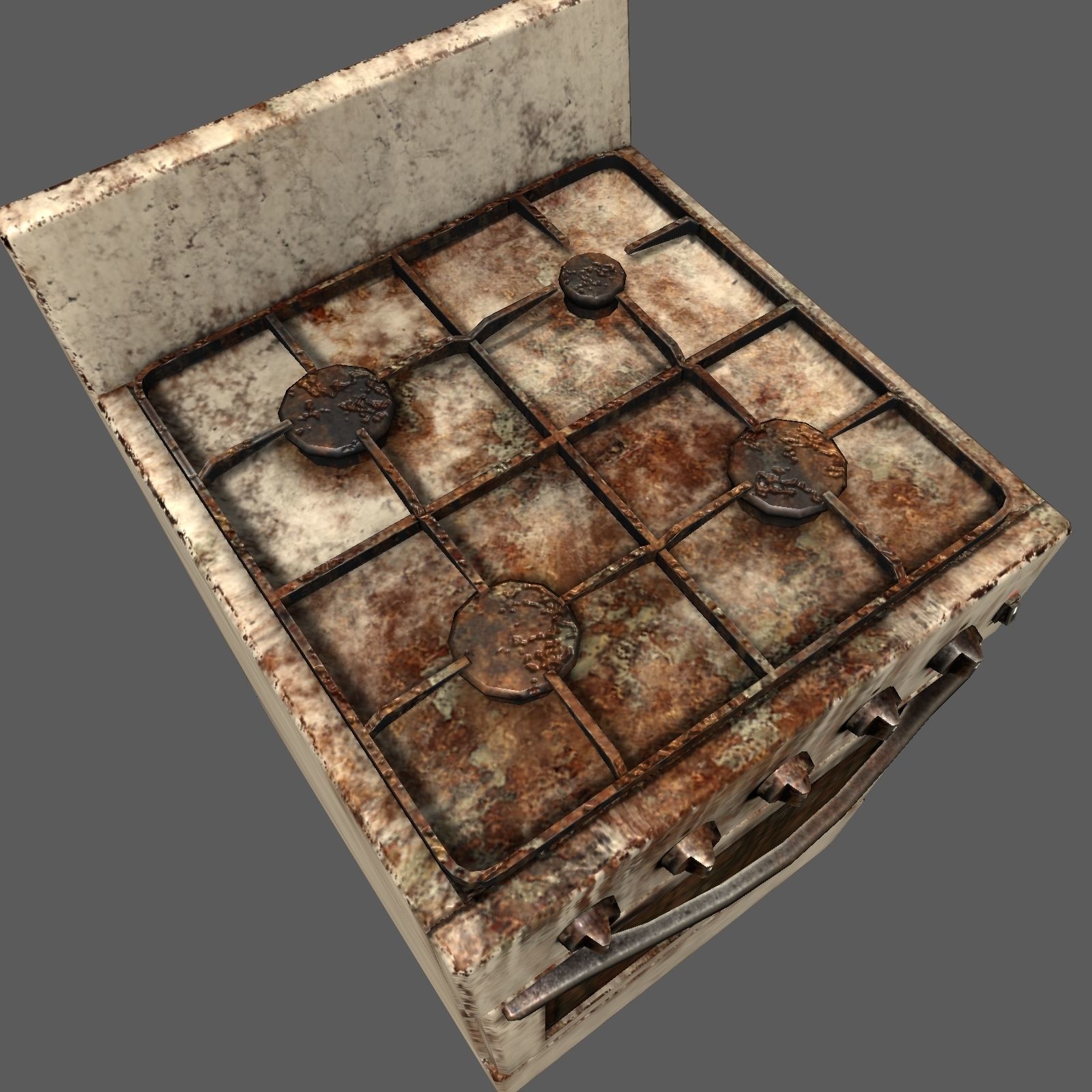 Gas stove Low-poly 3D model_11