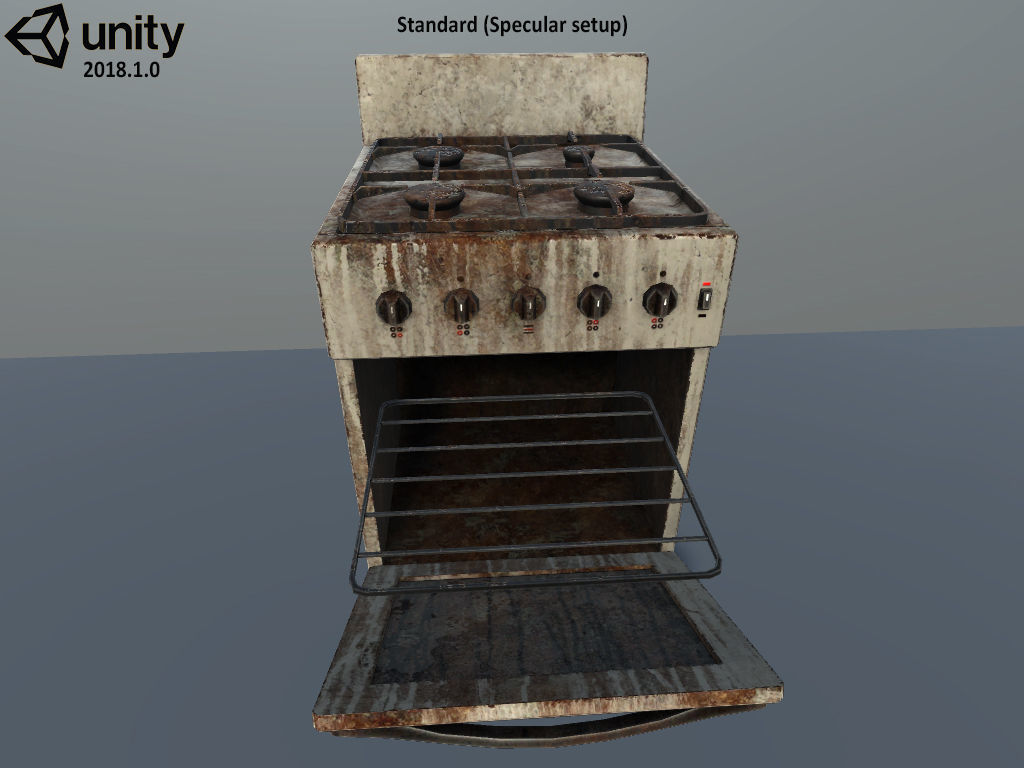 Gas stove Low-poly 3D model_18