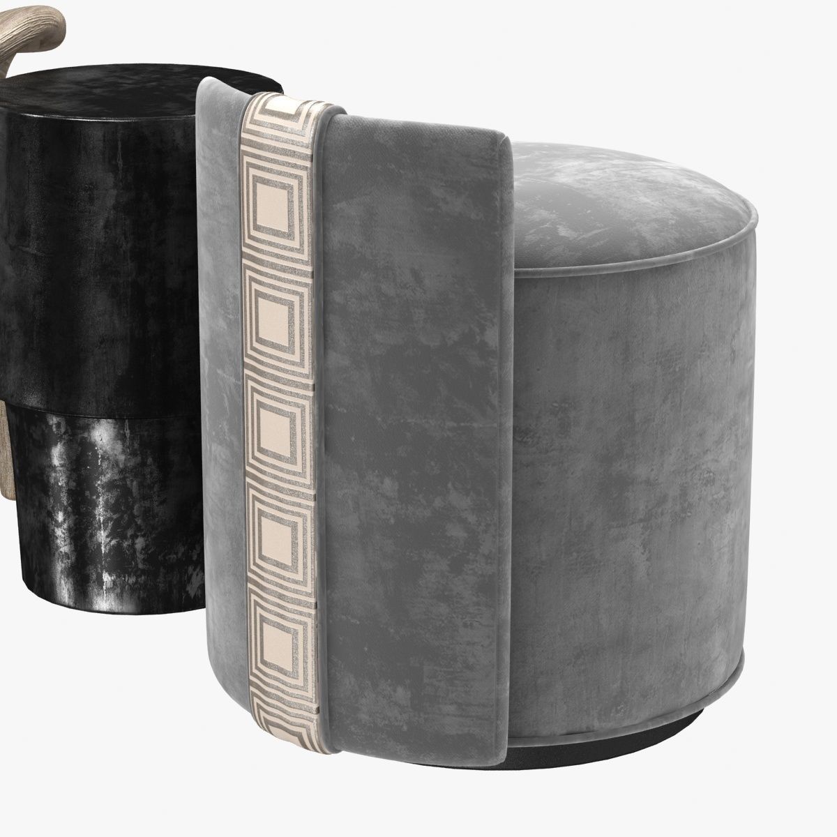 poufs and stool 3D model_4