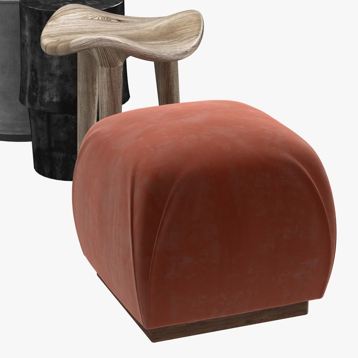 poufs and stool 3D model_7