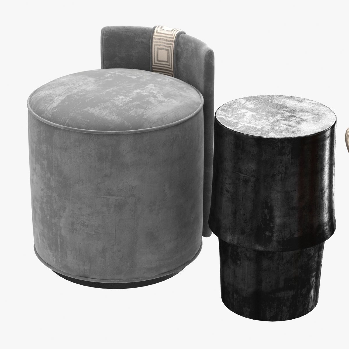 poufs and stool 3D model_6